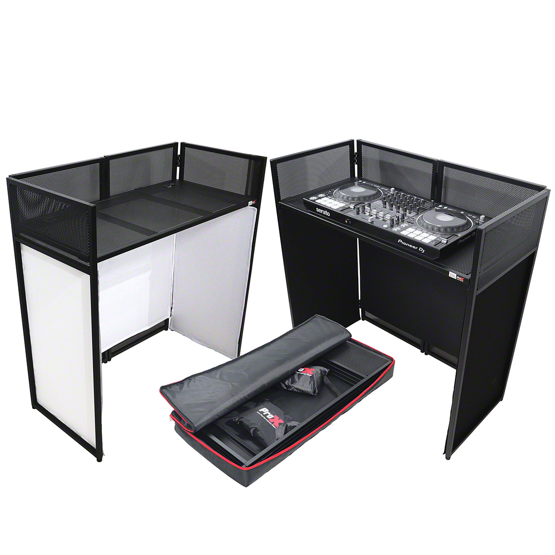 ProX VISTA Mobile DJ Booth Workstation, Black Frame StageDrop